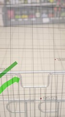 Poster - Animation of financial data processing over shopping trolley in shop
