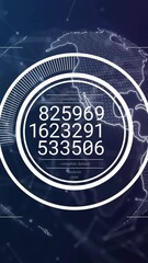 Poster - Animation of scope scanning with data processing over globe and connections on black background