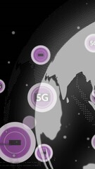 Poster - 5G and 4G symbols over digital animation of world map