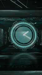 Poster - Geometric shapes and mathematical formulas animation over futuristic tunnel background