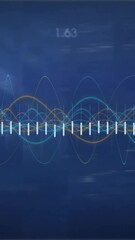 Poster - Analyzing financial data, fluctuating graphs and numerical values over blue background