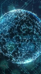 Poster - Digital globe with interconnected nodes and lines, global network animation