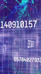 Poster - Multiple changing numbers against plexus networks and light trails against blue background