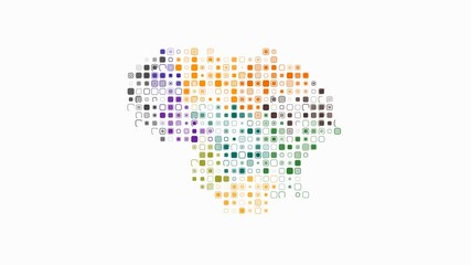 Poster - Lithuania dotted animation. Shape of the country build of pulsating colored dots. Large size rounded square blocks. Digital style map on white background. Abstract video.