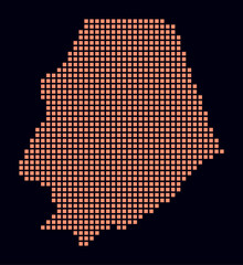 Poster - Niue dotted map. Digital style map of the country on dark background. Niue shape with square dots. Colored dots style. Large size squares. Stylish vector illustration.
