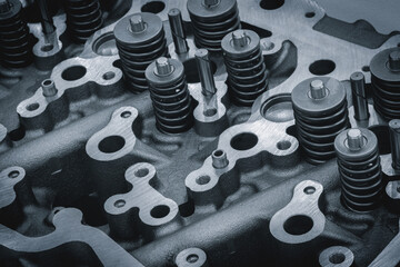 Aufkleber - disassembled silver car engine auto service concept background.
