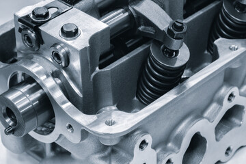 Aufkleber - disassembled silver car engine auto service concept background.