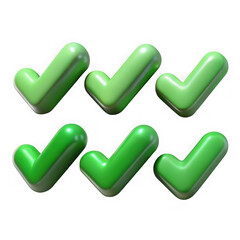 Poster - Six green check marks 3d render isolated on transparent background