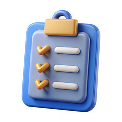 Poster - 3d render checklist clipboard icon isolated on transparent background