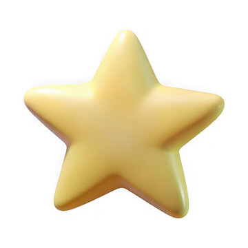 3d rendered yellow star isolated on transparent background