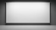 © Djemari - A blank white rectangular canvas illuminated by spotlights, set against a dark gray wall.