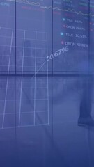 Poster - Animation of financial data processing over modern office