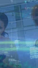 Poster - Animation of data processing over diverse business people in office