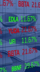 Poster - Animation of stock market data processing against empty office
