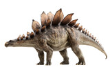 Realistic 3D model of a stegosaurus dinosaur with spiked back and detailed textures, isolated on transparent background