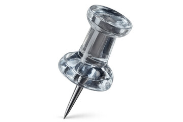 Fototapete - Transparent glass push pin isolated, highlighting minimalist design element against clean white surface