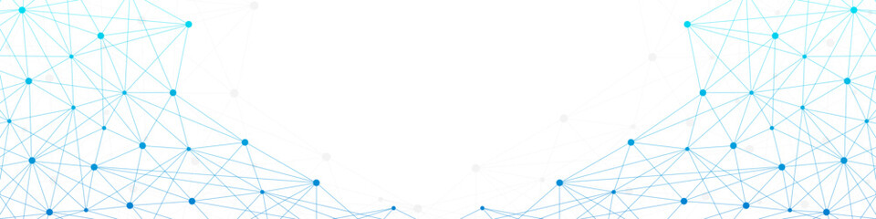 Fototapete - Abstract network futuristic technology plexus banner. Connecting lines and dots for global communication