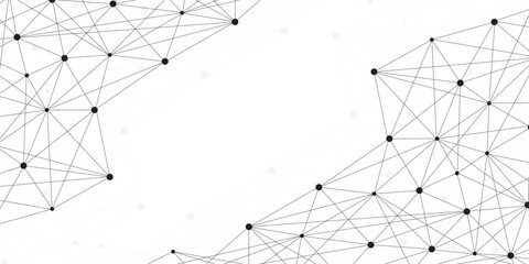 Fototapete - Abstract plexus triangle polygon data network technology connect lines and dots background