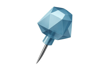 Poster - Close-up of a blue diamond shaped push pin on a transparent background, perfect for presentations or design projects