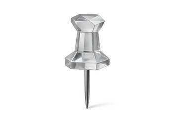 Poster - Close-up of a single shiny metal pin on a transparent background, perfect for office, stationery, or business-related designs