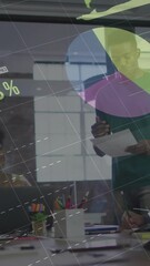 Poster - Animation of financial data processing over diverse business people in office