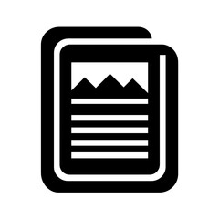 Poster - Illustration of two documents stacked with a landscape image and text lines displayed inside them