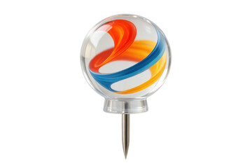 Fototapete - Glass sphere pin with colorful swirls rotating inside on a transparent background, perfect for creative projects