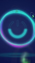 Poster - Power button and energy icons animation over dark blue background