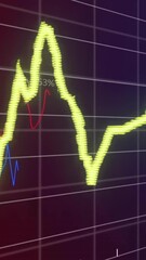 Poster - Financial data chart with fluctuating lines and percentages, stock market animation