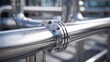 © Jane Kelly - Chrome oil refinery pipe fitting. Modern industrial concept