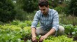 © Png stock 26 - Photo of a young man is tending to his vegetable garden on a sunny day
