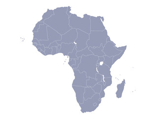 Naklejka na meble グレー色のアフリカ大陸の行政区分地図　（Map of Africa）
