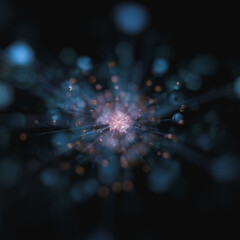 Poster - Illuminating Abstract Composition: A dynamic visual display of light bursts forth, a mesmerizing exploration of form, color, and depth, evoking a sense of wonder and intrigue.