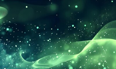Poster - 
Abstract digital background with a green gradient and a wave of dots in a dark blue color.