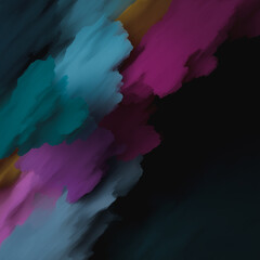 Poster - Color Burst: A dynamic composition of vibrant colors explodes across a dark background, creating a visually striking display of energy and movement.