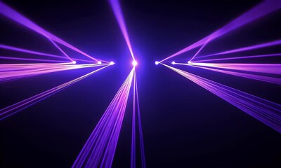 Poster - 
Dark blue background with purple light streaks and rays, a futuristic abstract background for presentation design. Vector illustration, isolated on a dark black background. 