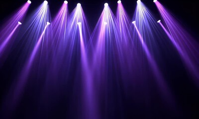 Poster - 
Dark blue background with purple light streaks and rays, a futuristic abstract background for presentation design. Vector illustration, isolated on a dark black background. 