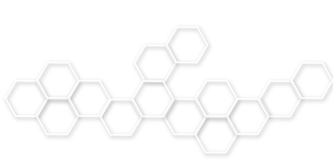 Fototapete - modern white background featuring a geometric pattern of overlapping hexagons, and Polygonal Honeycomb Elements, Luxury Pattern and Technology-Inspired Design 