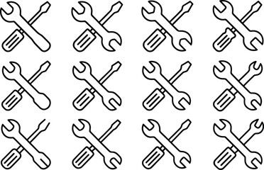 Fototapete - Wrench and Screwdriver Icon Set A Symbol of Repair and Maintenance for Industrial and Home Improvement Projects