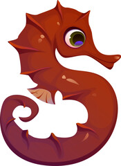 Fototapete - Cartoon underwater font seahorse letter S. Underwater nature animal English typeset letter, ocean wildlife creature isolated vector latin font symbol or sea life ABC alphabet element