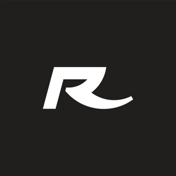 letter r simple geometric dynamic logo vector