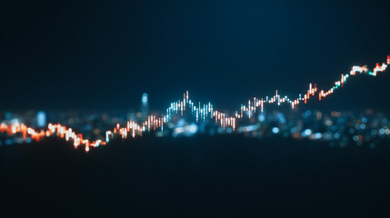 Poster - Market Trend Dynamics: An abstract representation of financial market trends, featuring dynamic lines and subtle city lights.