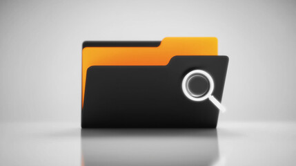 Poster - investigative file: a stylized representation of a file folder with a magnifying glass, suggesting i