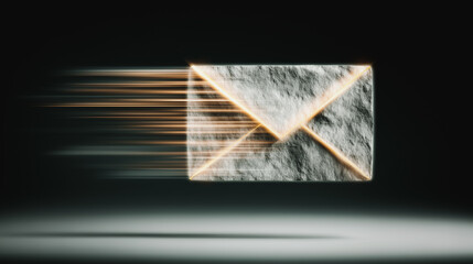 Poster - High-Speed Email Delivery: A stylized image of an envelope in motion, suggesting the rapid speed of email communication in today's digital world. The design evokes a sense of urgency and efficiency.
