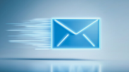 Poster - Digital Communication: An abstract representation of an email icon. It illustrates the concepts of sending, receiving, and the digital delivery of a message.