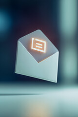 Poster - Digital Envelope: A modern digital envelope shines, its glowing message conveying ideas, standing out with a minimalist design.