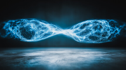 Poster - Abstract Energy Flow: Capturing the essence of energy with a mesmerizing display of interconnected particles, an artistic portrayal of movement and force against a dark backdrop.