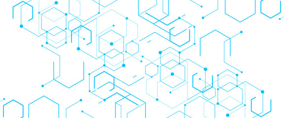 Fototapete - Vector abstract digital technology or science hexagonal elements design