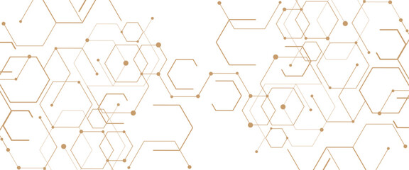 Fototapete - Vector abstract digital technology or science hexagonal elements design
