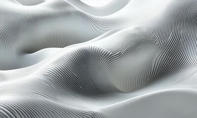 Poster - 
Abstract white background with a wavy texture, a 3D rendering illustration of elegant lines and waves for a design element, a banner template.